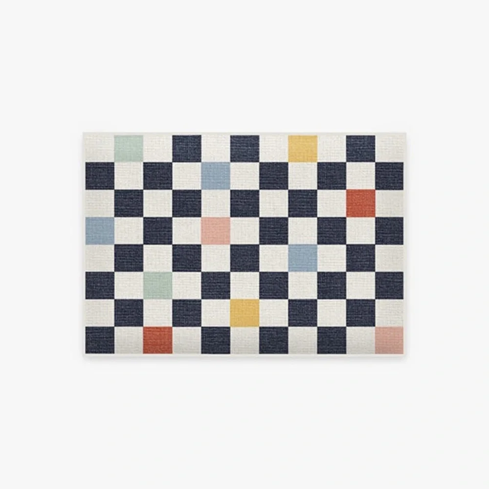 Brand NEW Ruggable Bain Checkered Multicolor Bath Mat COVER ONLY NO PAD 22”x32”